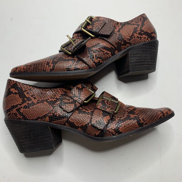 Splendid Carla Brown Snake Print Buckle Bootie Women’s Size 7.5 - Picture 6 of 9